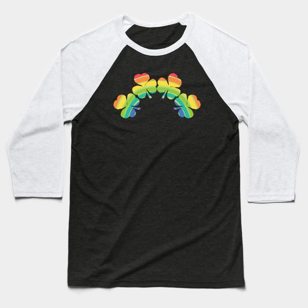 Lucky Shamrock Rainbow for St Patricks Day Baseball T-Shirt by ellenhenryart